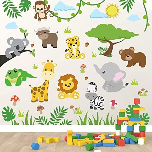 Supzone Jungle Wall Stickers for Kids Room Decor