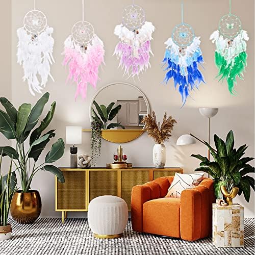 Purple Butterfly Dream Catcher Wall Decor with Crystal Stones