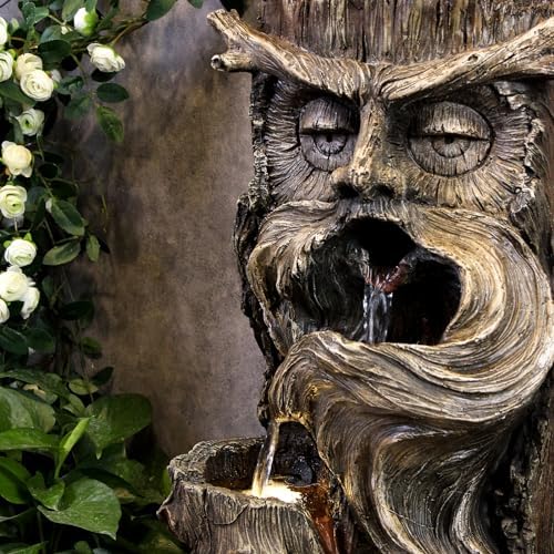 YZM 3-Tier Waterfall Fountain with LED Lights for Outdoor Use