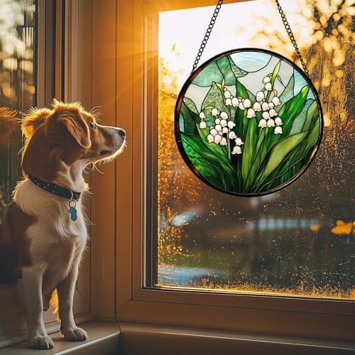Stained Glass Window Hanging Suncatcher Lily of the Valley 63 in