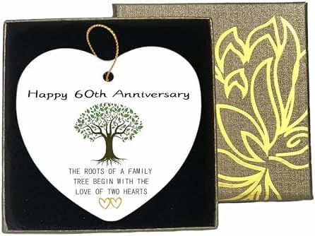 60th Anniversary Heart Shaped Ceramic Ornament Keepsake
