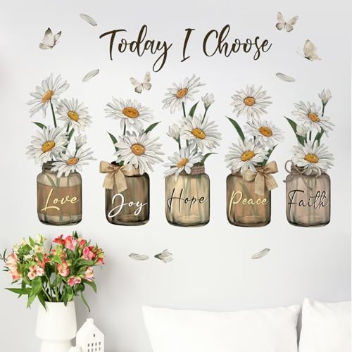 Yovkky Inspirational Quote Daisy Flower Wall Decals Stickers