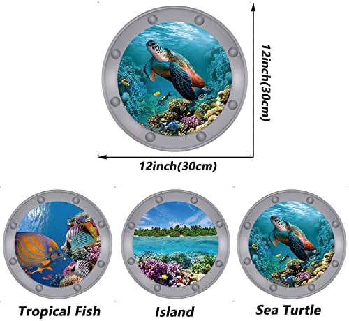 3PCS Ocean Animal Wall Stickers - Fish Turtle Coral Decor