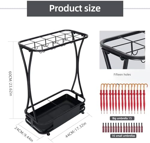 AetherWings 15 Slot Umbrella Stand with Drip Tray