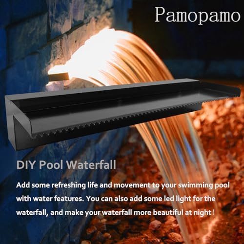 Pamopamo Pond Waterfall Spillway Fountain Kit Black Stainless Steel Outdoor