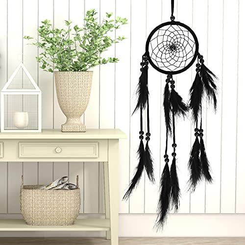 Feather Dream Catcher Handmade Macrame Wall Hanging Decor Black