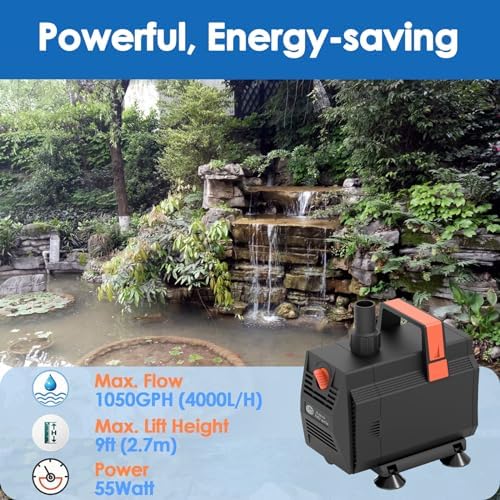 AquaMiracle 1050GPH Submersible Pond Pump with Flow Control