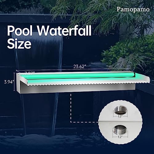 Pamopamo Pond Waterfall Spillway Stainless Steel Fountain with LED Lights and APP Control