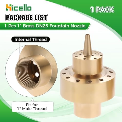 1 Inch Brass Fountain Nozzle - 15M Spray Height 13M Coverage
