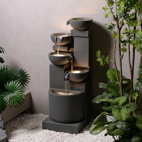 3976 H 5-Tier Eco-Friendly Outdoor Water Fountain with LED Lights