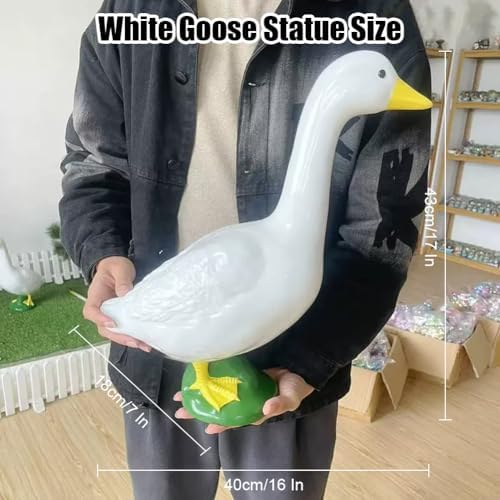 Large White Goose Statue 17 Inch Resin Garden Decor