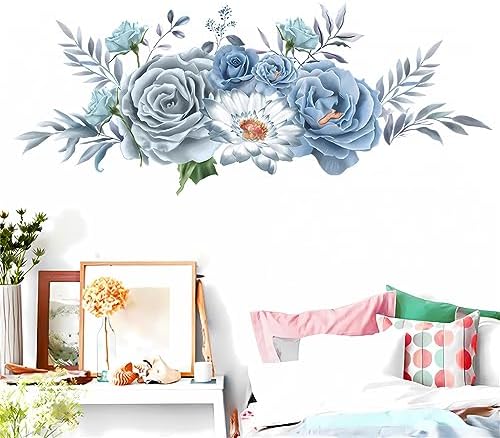 Blue-Gray Peony Wall Stickers for Home Decor