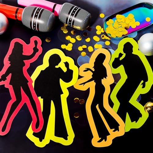 12 Piece 70s 80s Retro Dance Silhouettes Wall Stickers