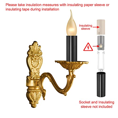 MECCANIXITY E12 Candle Socket Covers 6 Pcs Black Metal Sleeves