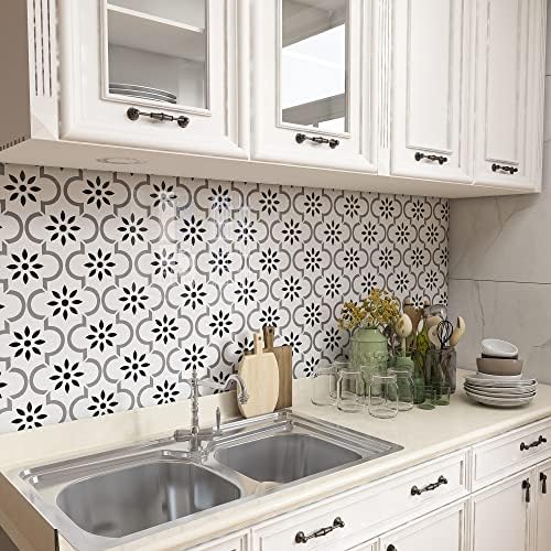 Gray White Tile Stickers 6x6 Inch 12 PCS Set