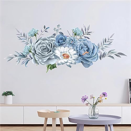 Blue-Gray Peony Wall Stickers for Home Decor