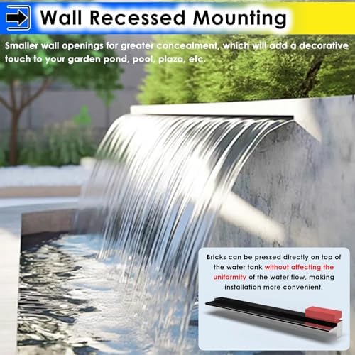 Pond Waterfall Spillway Kit with Pipe Connector Custom Width Black