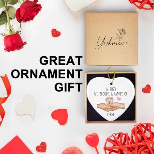 2025 Family of Three Christmas Ornament Heart Plaque