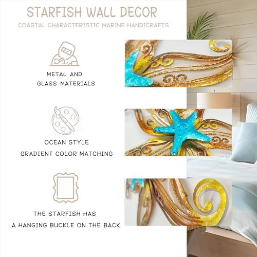 POXOHO Metal Starfish Wall Decor 12 Inch Nautical