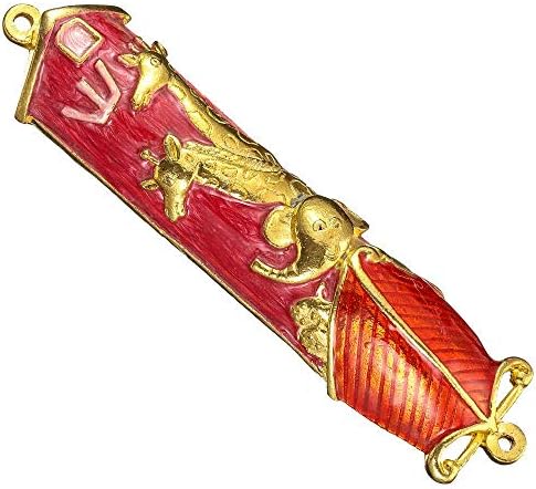 Matashi Hand Painted Mezuzah with Gold and Crystals