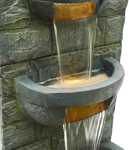 Alpine TZL384 3 Tier Water Fountain with LED Lights Gray 51 H