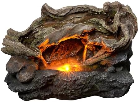 Outdoor Waterfall Fountain with LED Light and Natural Rocks
