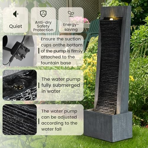 Modern Freestanding Water Fountain with LED Light