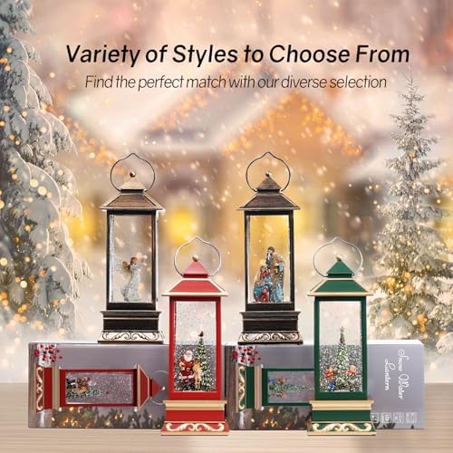 12 Inch Christmas Snow Globe Lantern with Nativity Scene