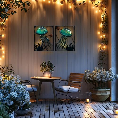 LIFFY Metal Jellyfish Wall Decor with LED Light