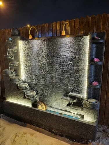 Modern Tiered Bowl Rockery Fountain with LED Lights