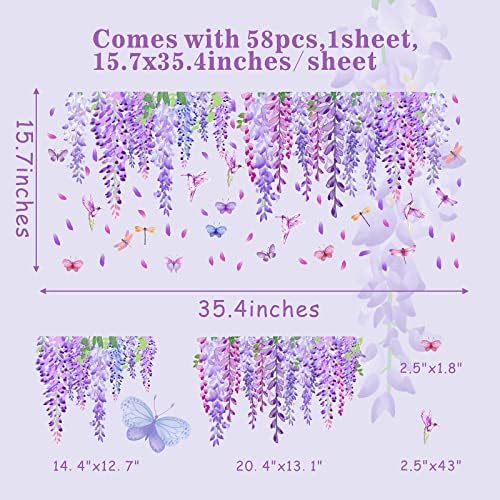 Barri Design Summer Purple Wisteria Wall Decals