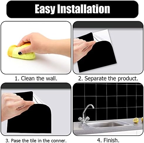 Jaxbo 50pcs Peel and Stick Tile Stickers Black