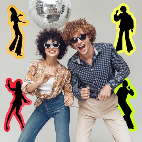 12 Piece 70s 80s Retro Dance Silhouettes Wall Stickers