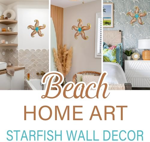 POXOHO Metal Starfish Wall Decor 12 Inch Nautical