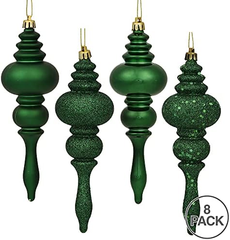 Vickerman 7 Inch 4-Finish Finial Ornament 8 Pack 1