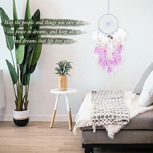 Purple Butterfly Dream Catcher Wall Decor with Crystal Stones