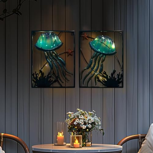 LIFFY Metal Jellyfish Wall Decor with LED Light