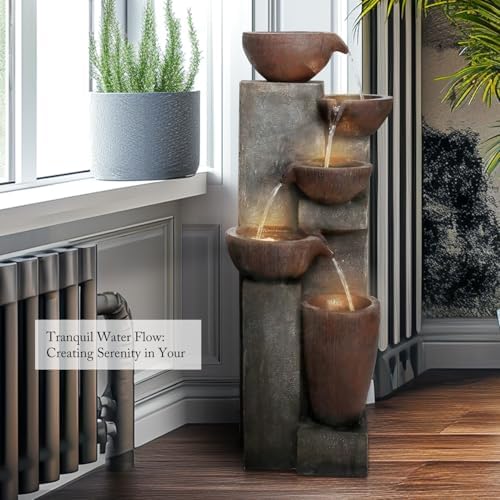 SunJet 5-Tier Indoor Outdoor Water Fountain with LED Lights