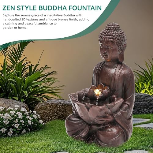 189 Inch Buddha Fountain with LED Lights and Pump