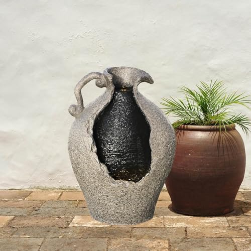 24 Inch Tall Jar Water Fountain with LED Lights