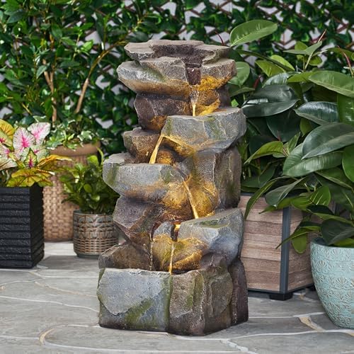 Strawberry Fairy 4-Tier Water Fountain with LED Light