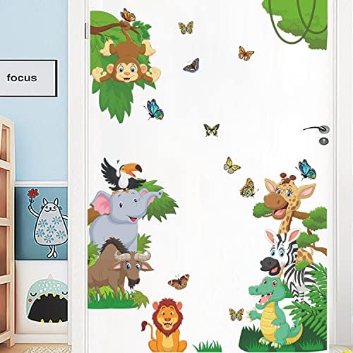 Supzone Jungle Animals Wall Stickers for Kids Bedroom Decor
