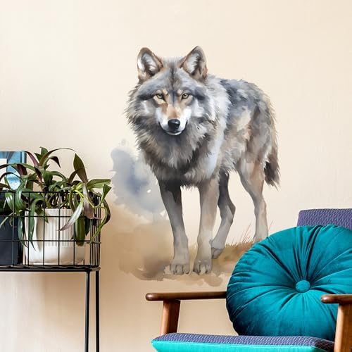 Lifelike Wolf Animal Wall Decal Peel and Stick