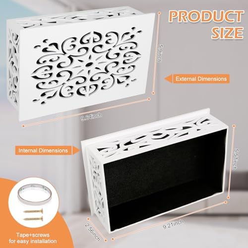 Modern White Doorbell Chime Cover Box with Mounting Hardware