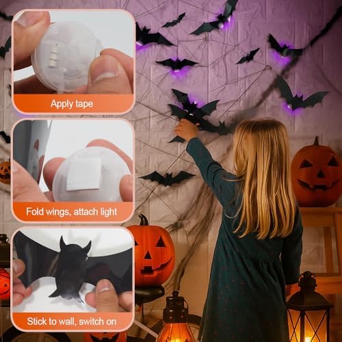 Halloween 3D Lighted Bats Wall Decor