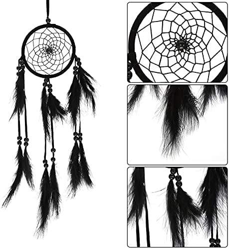 Feather Dream Catcher Handmade Macrame Wall Hanging Decor Black