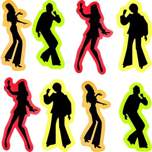 12 Piece 70s 80s Retro Dance Silhouettes Wall Stickers