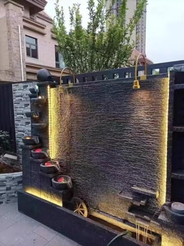 Modern Tiered Bowl Rockery Fountain with LED Lights