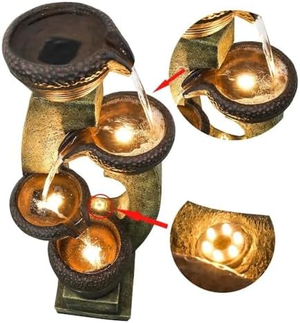 Modern Outdoor Water Fountain with LED Light