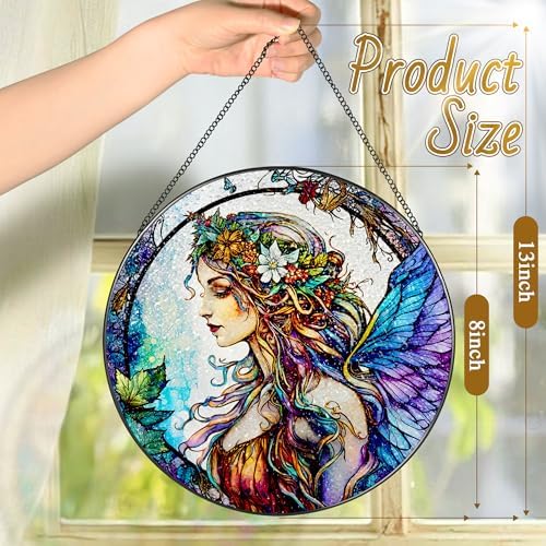 LAOWEIKI 8 Inch Fairy Suncatcher Window Hanging